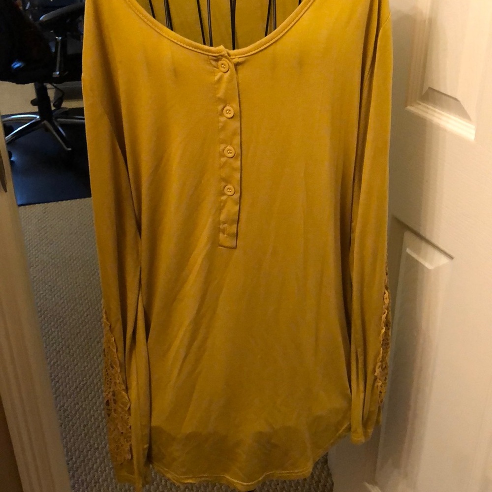 Tunic top , long sleeve top , crochet sleeve